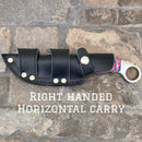 SANITY JEWELRY® Steel Belt Sheath Right Handed Horizontal 9" Al Capone - Red/White/Blue Wood - D2 - Horizontal & Vertical Carry - PE02