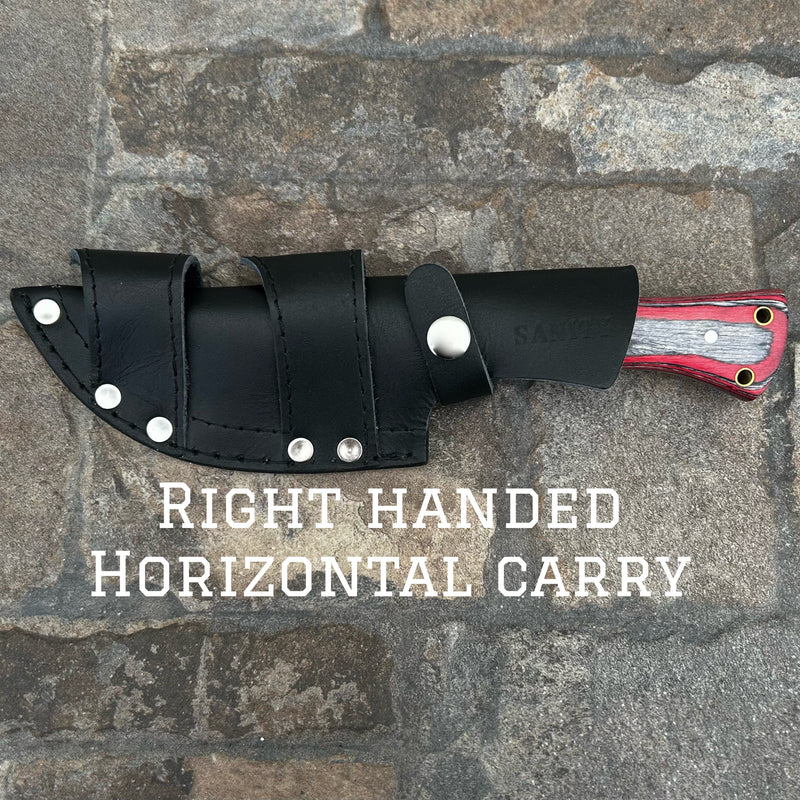 SANITY JEWELRY® Steel Left Handed Horizontal 10” Rough Rider Series - Asshole - Red Wood - D2 Steel - Horizontal & Vertical Carry - CUS63