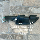 Sanity Jewelry Steel Left Handed Horizontal 11” John Dillinger - Green Wood - Damascus - Horizontal & Vertical Carry - JDE11