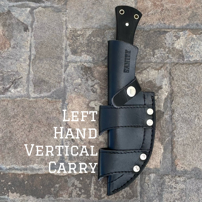 SANITY JEWELRY® Steel Left Handed Vertical 10” Rough Rider Series - Buffalo Horn - D2 Steel - Horizontal & Vertical Carry - P007