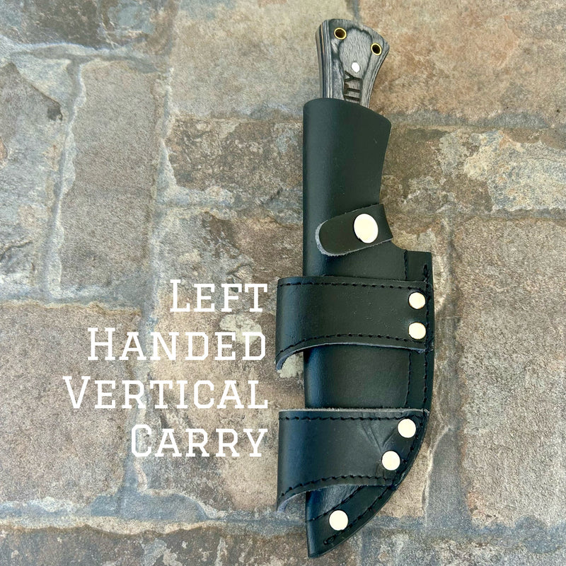 SANITY JEWELRY® Steel Left Handed Vertical 10" Rough Rider Series - Viking - Blue & Black Wood - D2 Steel - Horizontal & Vertical Carry - CUS59