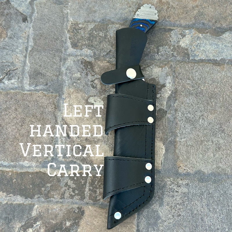 SANITY JEWELRY® Steel Left Handed Vertical 11" Doc Holiday - Blue & Black Wood - Damascus - Horizontal & Vertical Carry - DOC5