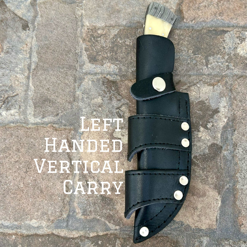 Sanity Jewelry Steel Left Handed Vertical 8.5” Lucky Luciano - Bone - Damascus - Horizontal & Vertical Carry - LL02