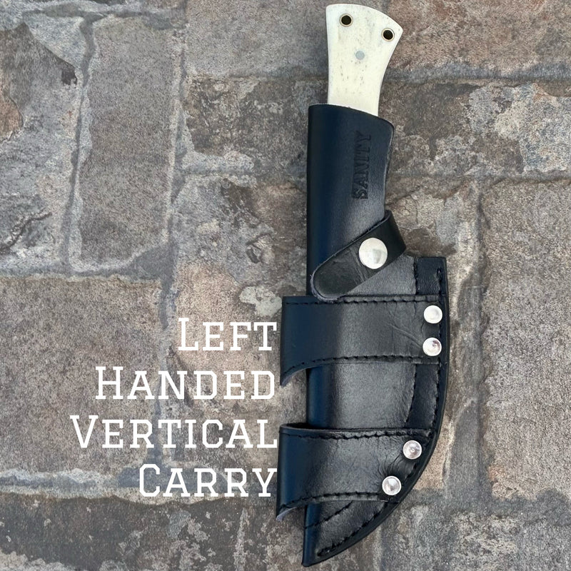SANITY JEWELRY® Steel Left Handed Vertical Rough Rider Series - ARMY - D2 Steel - Bone - Horizontal & Vertical Carry - 10" - CUS56