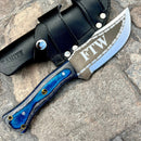 SANITY JEWELRY® Steel Right Handed Holder Rough Rider Series - FTW - D2 Steel - Blue & Black Wood - Horizontal & Vertical Carry - 10" - CUS39
