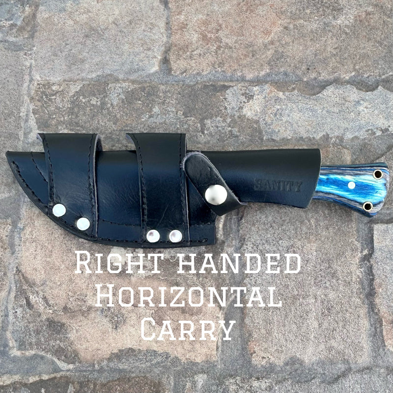 SANITY JEWELRY® Steel Right Handed Horizontal 10” Rough Rider Series - Blue - D2 Steel - Horizontal & Vertical Carry - P006