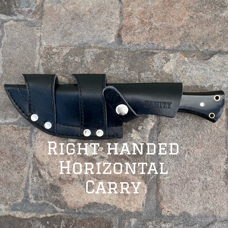 SANITY JEWELRY® Steel Right Handed Horizontal 10” Rough Rider Series - Buffalo Horn - D2 Steel - Horizontal & Vertical Carry - P007