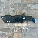 Sanity Jewelry Steel Right Handed Horizontal 11” Doc Holiday - Buffalo Horn - Damascus - Horizontal & Vertical Carry - DOC1