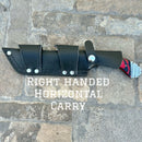 SANITY JEWELRY® Steel Right Handed Horizontal 11” Doc Holiday - Red & Black Wood - Damascus - Horizontal & Vertical Carry - DOC3