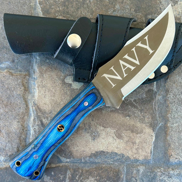 SANITY JEWELRY® Steel Right Handed Rough Rider Series - Navy - D2 Steel - Blue & Black Wood - Horizontal & Vertical Carry - 10" - CUS48