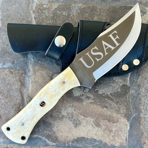 SANITY JEWELRY® Steel Right Handed Rough Rider Series - USAF - D2 Steel - Bone - Horizontal & Vertical Carry - 10" - CUS45