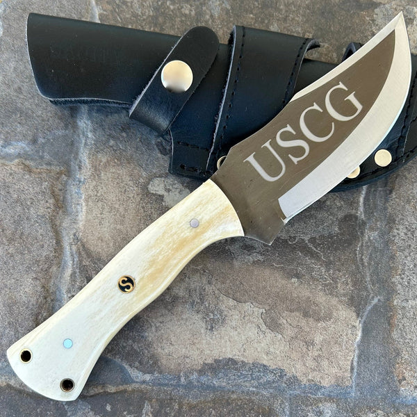 SANITY JEWELRY® Steel Right Handed Rough Rider Series - USCG - D2 Steel - Bone - Horizontal & Vertical Carry - 10" - CUS42