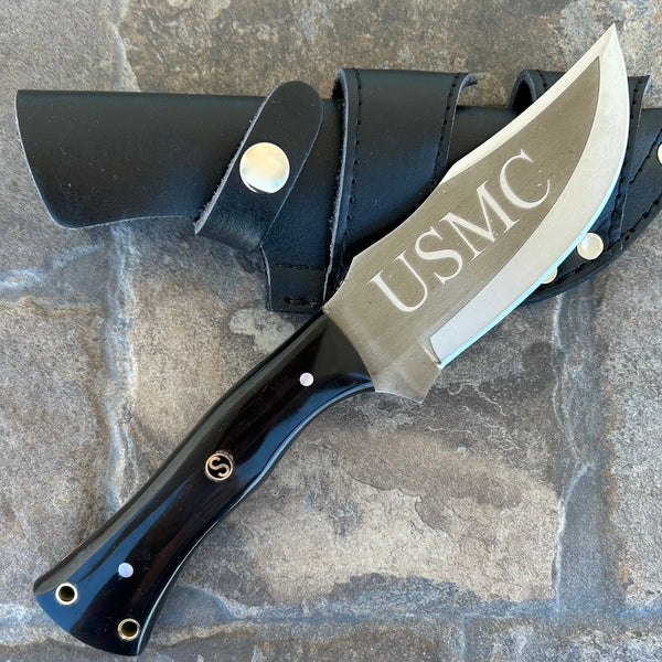 SANITY JEWELRY® Steel Right Handed Rough Rider Series - USMC - D2 Steel - Buffalo Horn - Horizontal & Vertical Carry - 10" - CUS51
