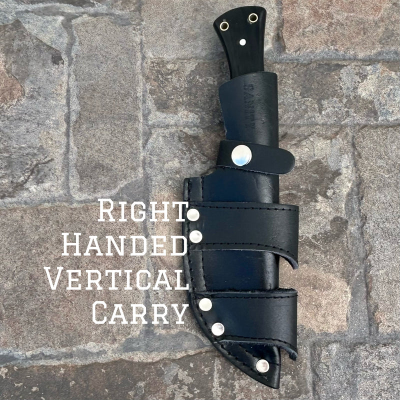 SANITY JEWELRY® Steel Right Handed Vertical 10” Rough Rider Series - Buffalo Horn - D2 Steel - Horizontal & Vertical Carry - P007