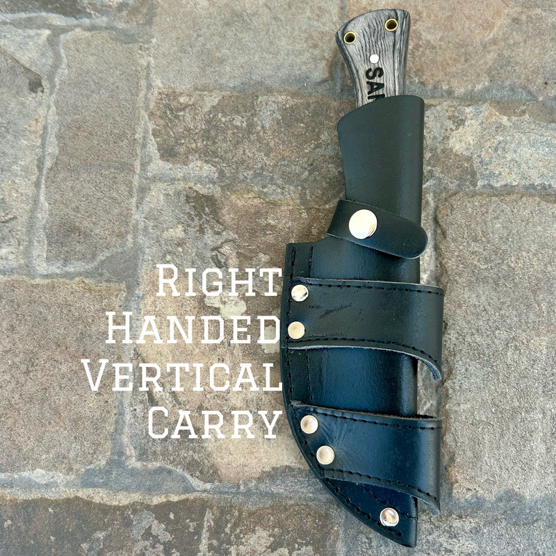 SANITY JEWELRY® Steel Right Handed Vertical 10" Rough Rider Series - Viking - Blue & Black Wood - D2 Steel - Horizontal & Vertical Carry - CUS59