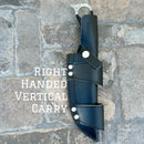 Sanity Jewelry Steel Right Handed Vertical 11” John Dillinger - Buffalo Horn - Damascus - Horizontal & Vertical Carry - JDE05