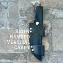 Sanity Jewelry Steel Right Handed Vertical 11” John Dillinger - Orange Wood - Damascus - Horizontal & Vertical Carry - JDE06
