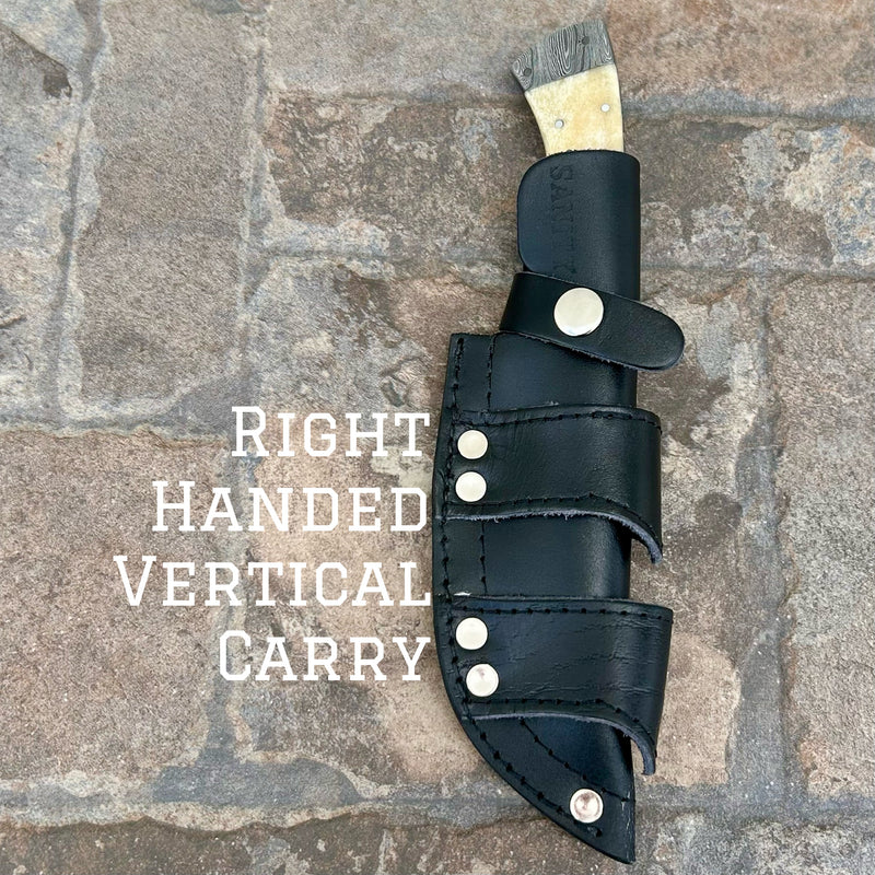 Sanity Jewelry Steel Right Handed Vertical 8.5” Lucky Luciano - Bone - Damascus - Horizontal & Vertical Carry - LL02