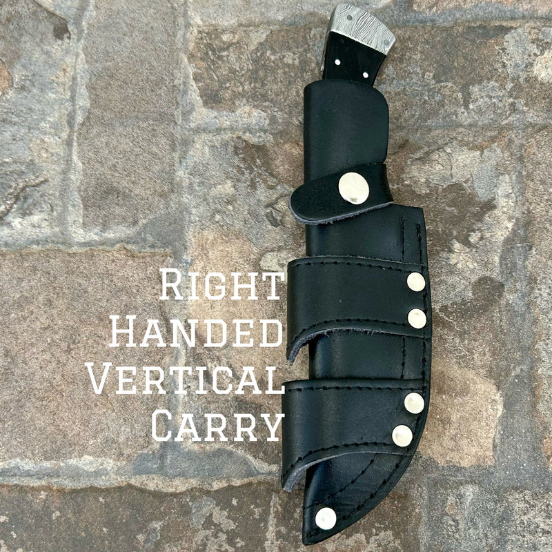 Sanity Jewelry Steel Right Handed Vertical 8.5” Lucky Luciano - Buffalo Horn - Damascus - Horizontal & Vertical Carry - LL01