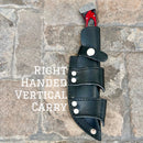 Sanity Jewelry Steel Right Handed Vertical 8.5” Lucky Luciano - Red & Black Wood - Damascus - Horizontal & Vertical Carry - LL05