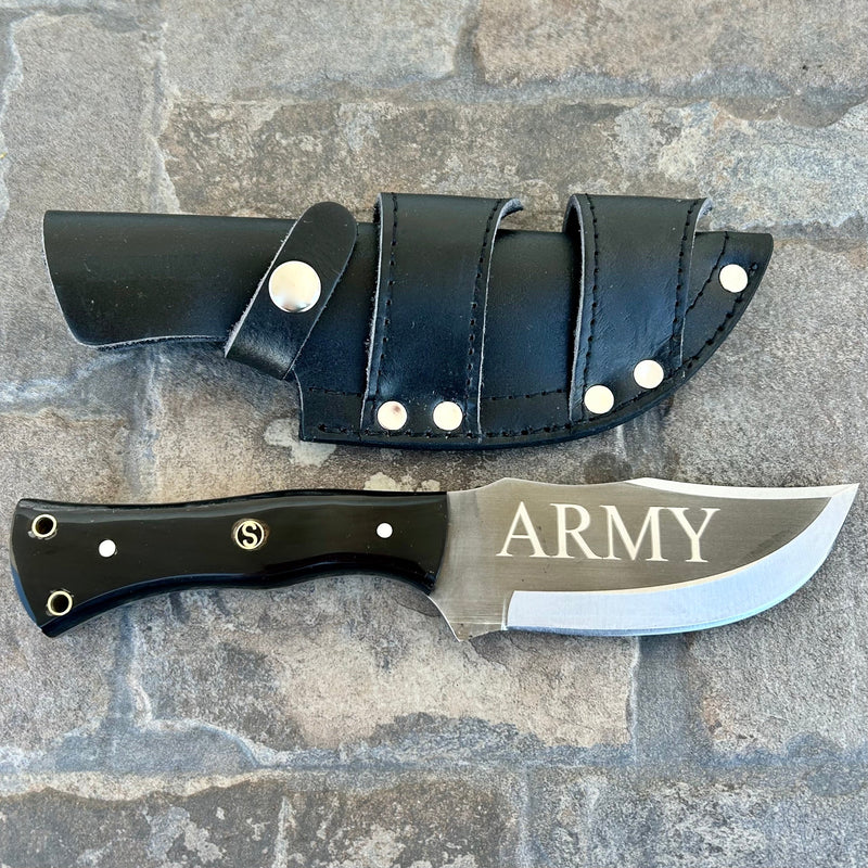 SANITY JEWELRY® Steel Rough Rider Series - Army - D2 Steel - Buffalo Horn - Horizontal & Vertical Carry - 10" - CUS46