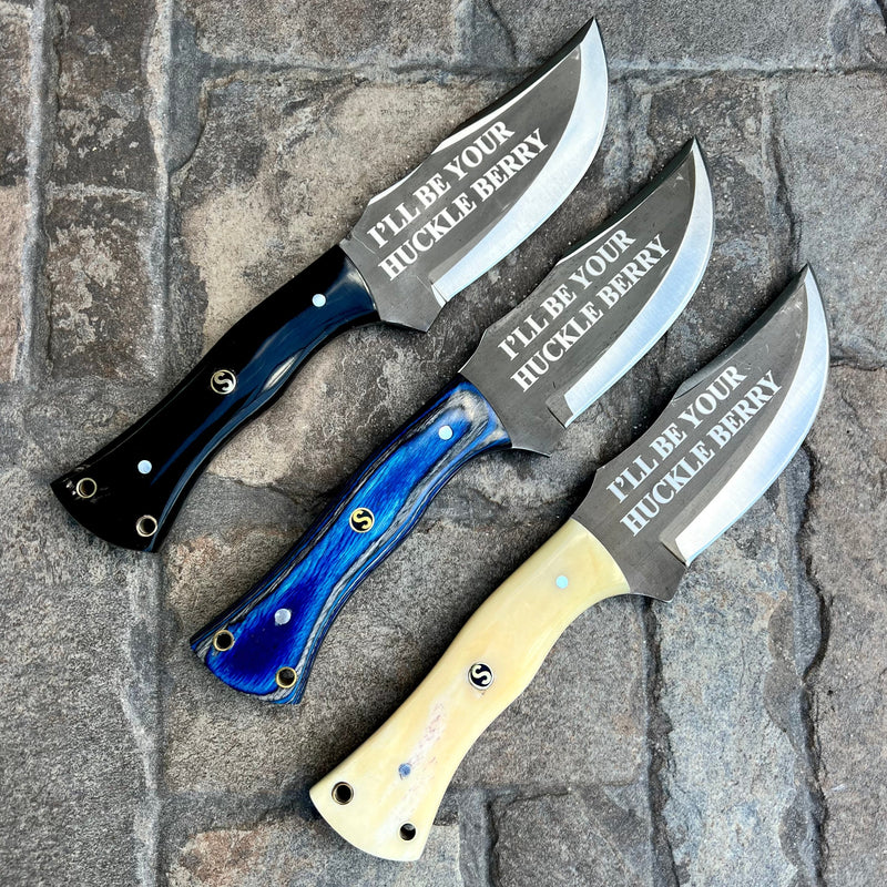 SANITY JEWELRY® Steel Rough Rider Series - I'll Be Your Huckleberry - D2 Steel - Blue & Black Wood - Horizontal & Vertical Carry - 10" - CUS03