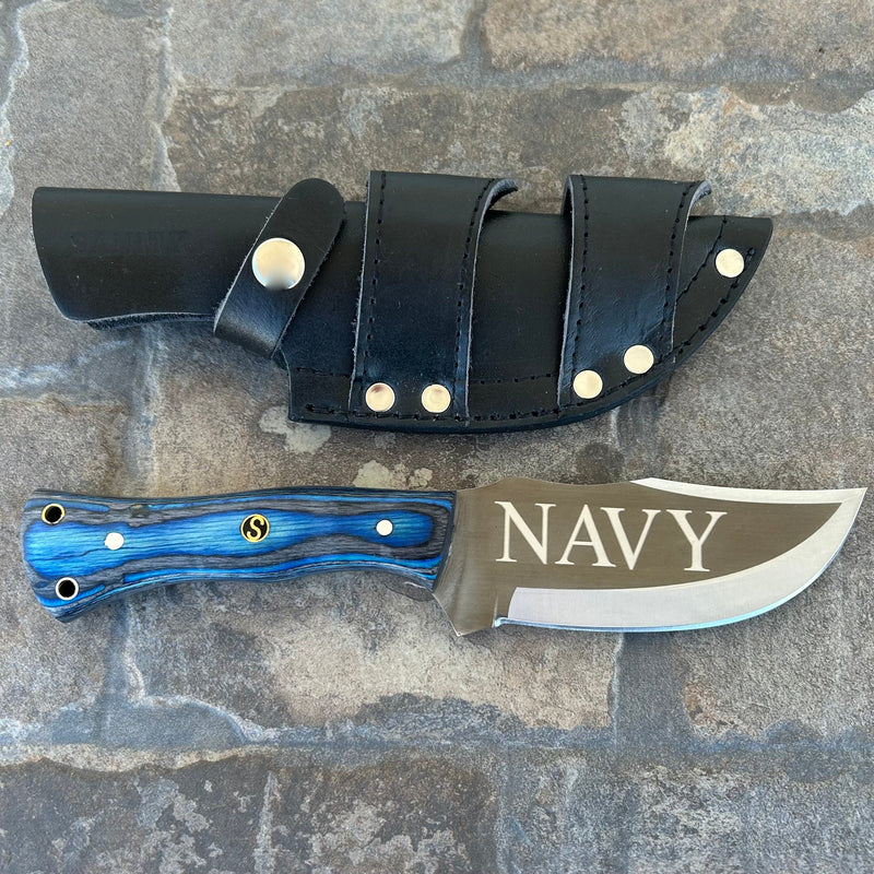 SANITY JEWELRY® Steel Rough Rider Series - Navy - D2 Steel - Blue & Black Wood - Horizontal & Vertical Carry - 10" - CUS48