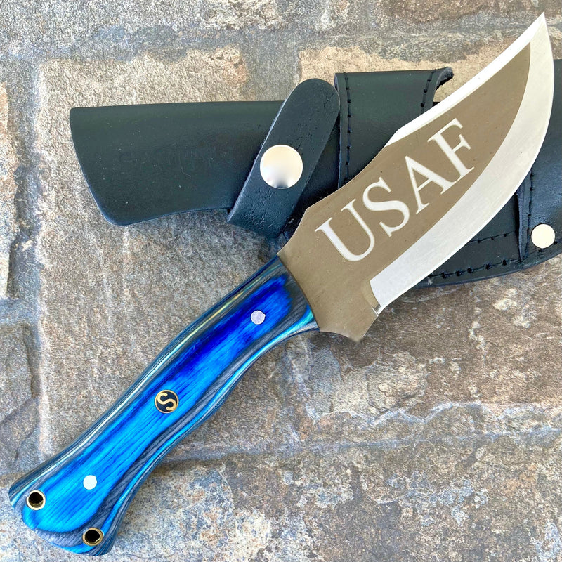 SANITY JEWELRY® Steel Rough Rider Series - USAF - D2 Steel - Blue & Black Wood  - Horizontal & Vertical Carry - 10" - CUS54