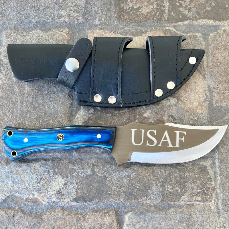 SANITY JEWELRY® Steel Rough Rider Series - USAF - D2 Steel - Blue & Black Wood  - Horizontal & Vertical Carry - 10" - CUS54