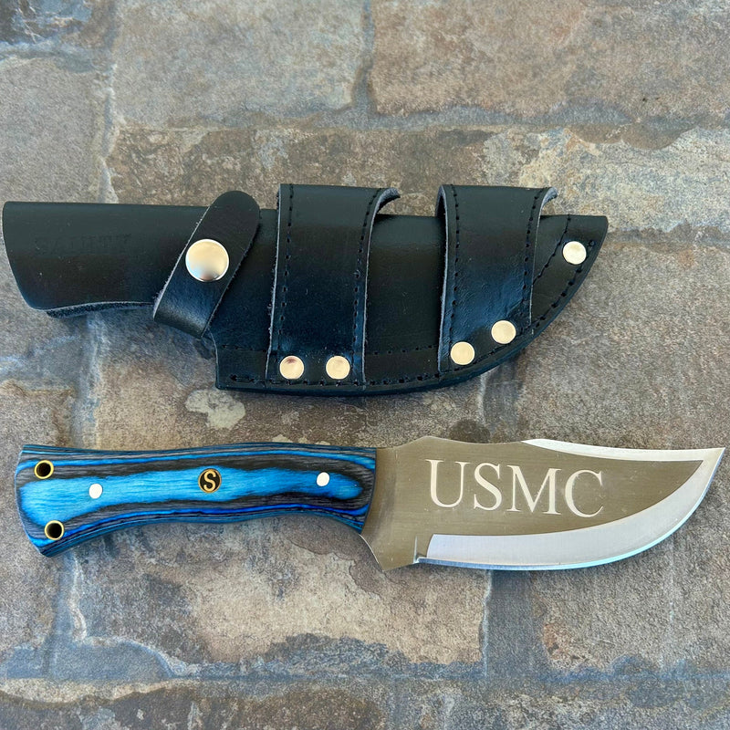 SANITY JEWELRY® Steel Rough Rider Series - USMC - D2 Steel - Blue & Black Wood - Horizontal & Vertical Carry - 10" - CUS51