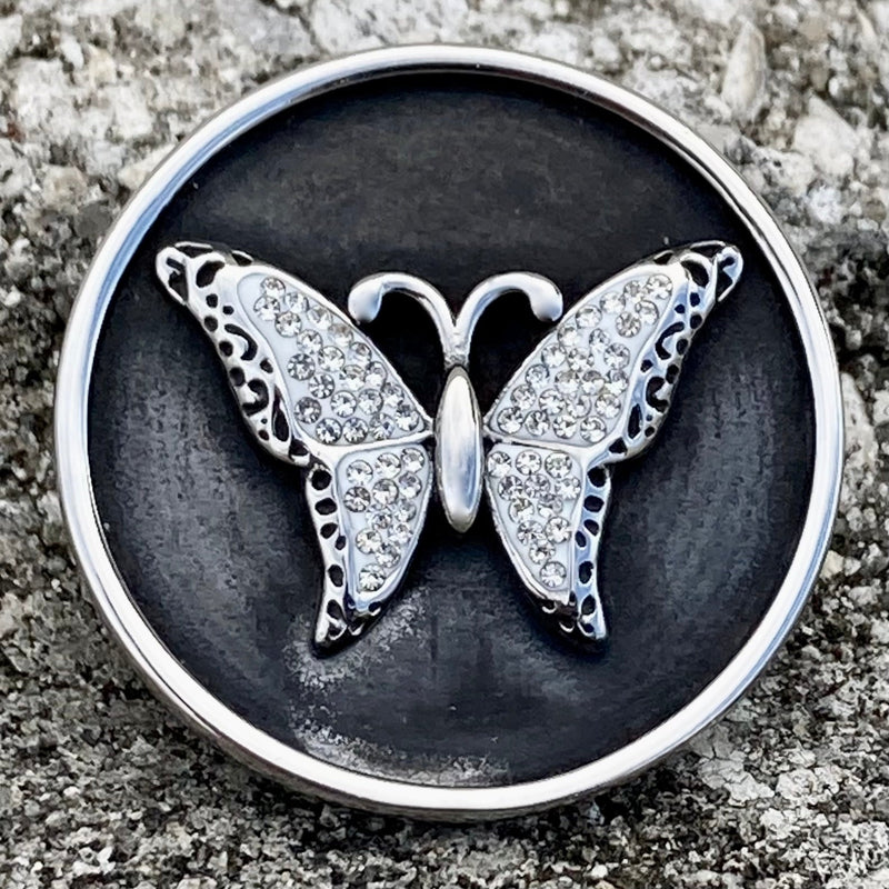 SANITY JEWELRY® Vest Pins Vest Pin - White Stone Butterfly - PIN31