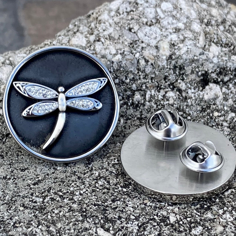 SANITY JEWELRY® Vest Pins Vest Pin - White Stone Dragonfly - PIN30