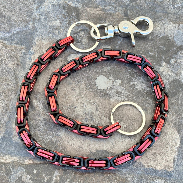 Sanity Jewelry Wallet Chain 20 inch Daytona - Red & Black - Wallet Chain Heritage - 1/2 inch wide