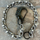 Sanity Jewelry Wallet Chain 23 inches-Scream Clasp WCC-01 "Road Warrior" Skull Wallet Chain - Black Scream Clasp - Links made of Skulls - RWWC03