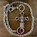 SANITY JEWELRY® Wallet Chain 23” Skull Cross Wallet Chain - Silver Daytona Deluxe - WC25D