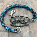 SANITY JEWELRY® Wallet Chain 24” Black Skull Four Finger Ring Wallet Chain - Black & Blue Daytona CVO - WC91CVO