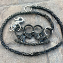 SANITY JEWELRY® Wallet Chain 24” Black Skull Four Finger Ring Wallet Chain - Black Daytona Deluxe - WC104D