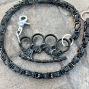 SANITY JEWELRY® Wallet Chain 24” Black Skull Four Finger Ring Wallet Chain - Black Daytona Road King - WC106RK