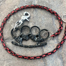 SANITY JEWELRY® Wallet Chain 24” Black Skull Four Finger Ring Wallet Chain - Black & Red Daytona Deluxe - WC96D