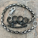 SANITY JEWELRY® Wallet Chain 24” Black Skull Four Finger Ring Wallet Chain - Black & Silver Daytona Heritage - WC101H