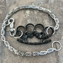SANITY JEWELRY® Wallet Chain 24” Black Skull Four Finger Ring Wallet Chain - Silver Daytona Heritage - WC109H
