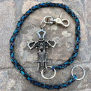 SANITY JEWELRY® Wallet Chain 24” Cowboy Cross Wallet Chain - Black & Blue Daytona Deluxe - WC226