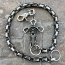 SANITY JEWELRY® Wallet Chain 24” Cowboy Cross Wallet Chain - Black & Silver Daytona Heritage - WC226