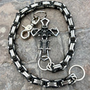 SANITY JEWELRY® Wallet Chain 24” Cowboy Cross Wallet Chain - Black & Silver Daytona Road King - WC226