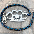 SANITY JEWELRY® Wallet Chain 24” Four Finger Ring Wallet Chain Polished - Black & Blue Daytona Deluxe - WC14D