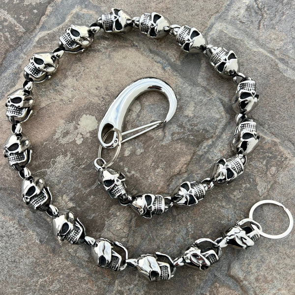 SANITY JEWELRY® Wallet Chain 24” Hellride Custom Skull Wallet Chain Polished - W/ Sanity’s Polished Hook Clip