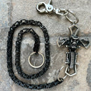 SANITY JEWELRY® Wallet Chain 24 inches Cross Wallet Chain - Black Daytona Deluxe - W/Cowboy Motorcycle Cross - WCK-23