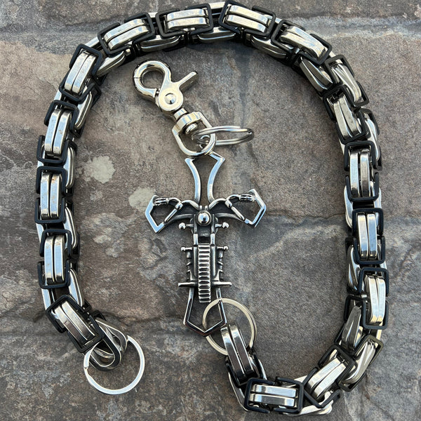 Motorcycle Cross Wallet Chain Black Silver Daytona CVO WC228CVO