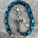 SANITY JEWELRY® Wallet Chain 24” Old School Cross Wallet Chain - Black & Blue Daytona CVO - WC703CVO