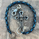 SANITY JEWELRY® Wallet Chain 24” Old School Cross Wallet Chain - Black & Blue Daytona Heritage - WC705H